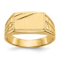 14K Yellow Gold 13.0x 8.5mm Rectangle Open Back Mens Nugget Signet Ring view 1