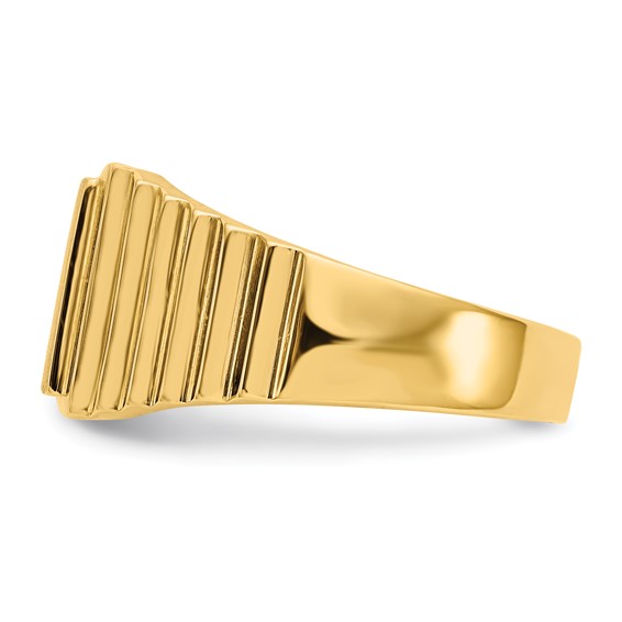 14k 8.5x10.0mm Rectangle Open Back Mens Signet Ring
