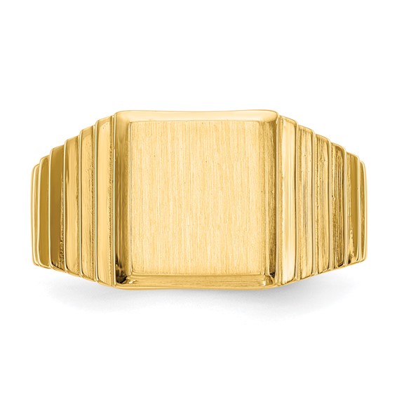 14k 8.5x10.0mm Rectangle Open Back Mens Signet Ring