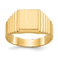 14K Yellow Gold 8.5x 10.0mm Rectangle Open Back Mens Signet Ring view 1