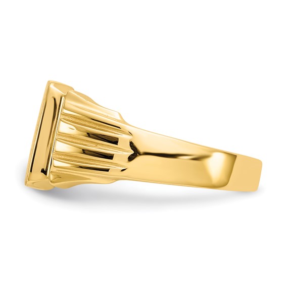 14k 10.5x10.5mm Square Open Back Mens Signet Ring