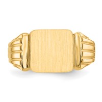 14K Yellow Gold 10.5x 10.5mm Square Open Back Mens Signet Ring view 4