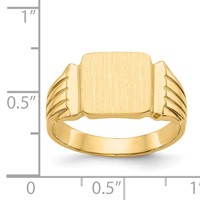 14K Yellow Gold 10.5x 10.5mm Square Open Back Mens Signet Ring view 5