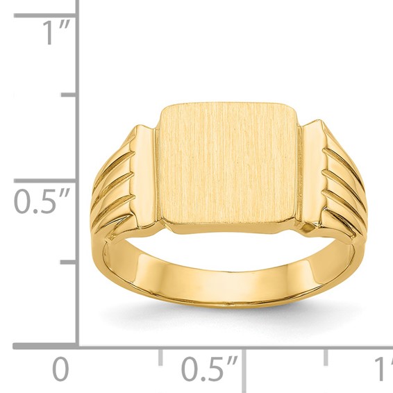 14k 10.5x10.5mm Square Open Back Mens Signet Ring