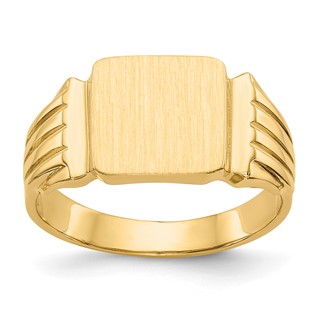 14k 10.5x10.5mm Square Open Back Mens Signet Ring