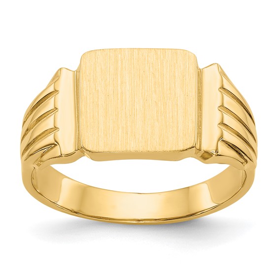 14k 10.5x10.5mm Square Open Back Mens Signet Ring