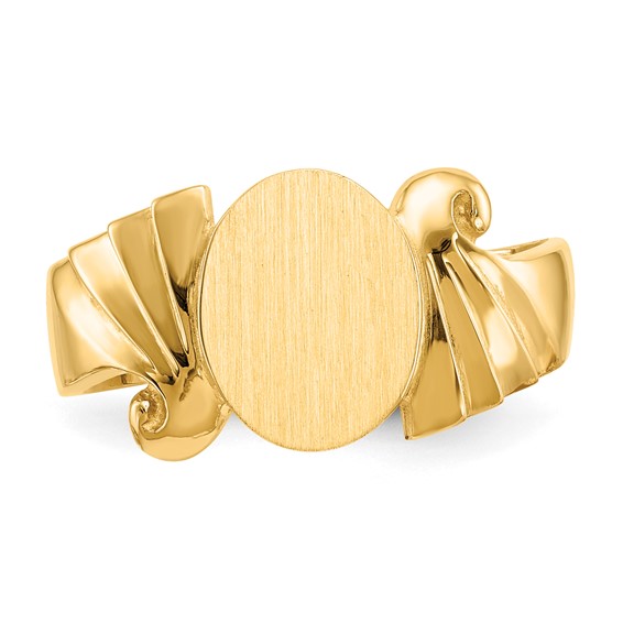 14k 8.5x10.0mm Oval Open Back Signet Ring