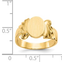 14K Yellow Gold 8.5x 10.0mm Oval Open Back Signet Ring view 5