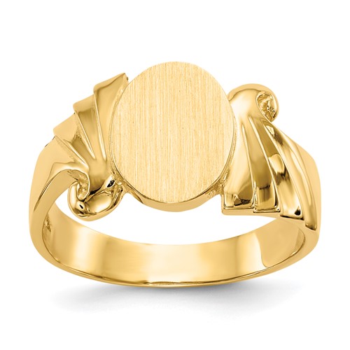 14K Yellow Gold 8.5x 10.0mm Oval Open Back Signet Ring