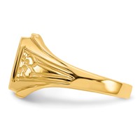 14K Yellow Gold 9.0x 9.0mm Octagon Open Back Floral Signet Ring view 3