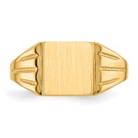 14K Yellow Gold 9.0x8.0mm Rectangle Open Back Signet Ring view 4
