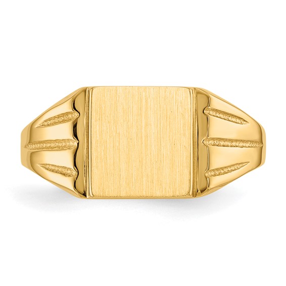 14k 9.0x8.0mm Rectangle Open Back Signet Ring