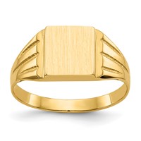 14K Yellow Gold 9.0x8.0mm Rectangle Open Back Signet Ring view 1