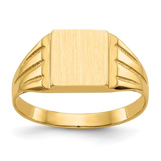 14k 9.0x8.0mm Rectangle Open Back Signet Ring