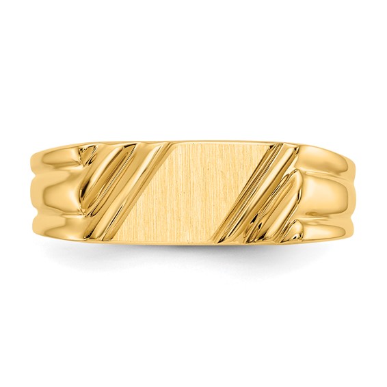 14k 12.0 x 6.0mm Open Back Diagonal Signet Ring