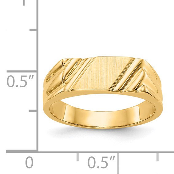 14k 12.0 x 6.0mm Open Back Diagonal Signet Ring