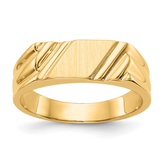 14k 12.0 x 6.0mm Open Back Diagonal Signet Ring