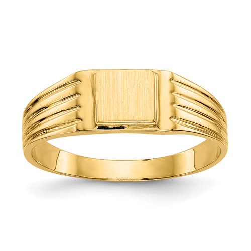 14K Yellow Gold 5.25x 4.75mm Open Back Square Signet Ring, Size 6