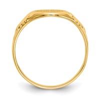 14K Yellow Gold 7.5x 10.0mm Oval Closed Back Signet Ring view 2