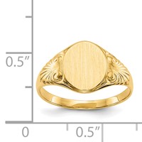 14K Yellow Gold 7.5x 10.0mm Oval Closed Back Signet Ring view 5