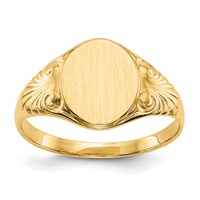 14K Yellow Gold 7.5x 10.0mm Oval Closed Back Signet Ring view 1