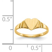 14K Yellow Gold 5.5x 5.25mm Closed Back Heart Signet Ring view 3