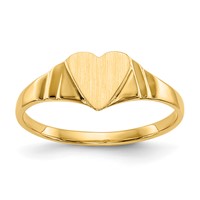 14K Yellow Gold 5.5x 5.25mm Closed Back Heart Signet Ring view 1