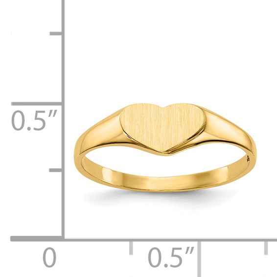 14k 7.5x5.5mm Closed Back Heart Signet Ring