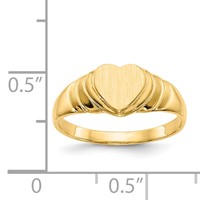 14K Yellow Gold 6.75x6.75mm Closed Back Heart Signet Ring - Size 4.75 view 5
