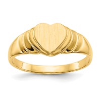 14K Yellow Gold 6.75x6.75mm Closed Back Heart Signet Ring - Size 4.75 view 1