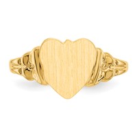 14K Yellow Gold 8.0x 8.5mm Closed Back Heart Signet Ring view 4