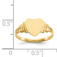 14K Yellow Gold 8.0x 8.5mm Closed Back Heart Signet Ring view 5