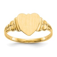 14K Yellow Gold 8.0x 8.5mm Closed Back Heart Signet Ring view 1