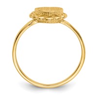 14K Yellow Gold 7.0x 6.5mm Open Back Scalloped Edge Heart Signet Ring view 2