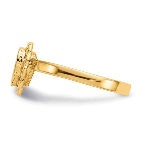 14k 7.0x6.5mm Open Back Scalloped Edge Heart Signet Ring