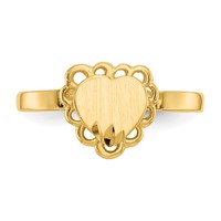 14K Yellow Gold 7.0x 6.5mm Open Back Scalloped Edge Heart Signet Ring view 4
