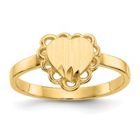 14K Yellow Gold 7.0x 6.5mm Open Back Scalloped Edge Heart Signet Ring view 1