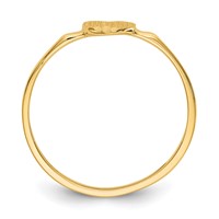 14K Yellow Gold Diamond-cut 5.0x4.75mm Closed Back Heart Signet Ring - Size 4 view 2