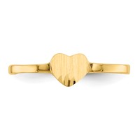 14K Yellow Gold Diamond-cut 5.0x4.75mm Closed Back Heart Signet Ring - Size 4 view 5
