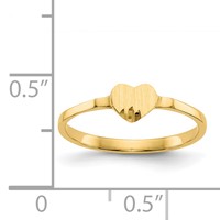 14K Yellow Gold Diamond-cut 5.0x4.75mm Closed Back Heart Signet Ring - Size 4 view 3