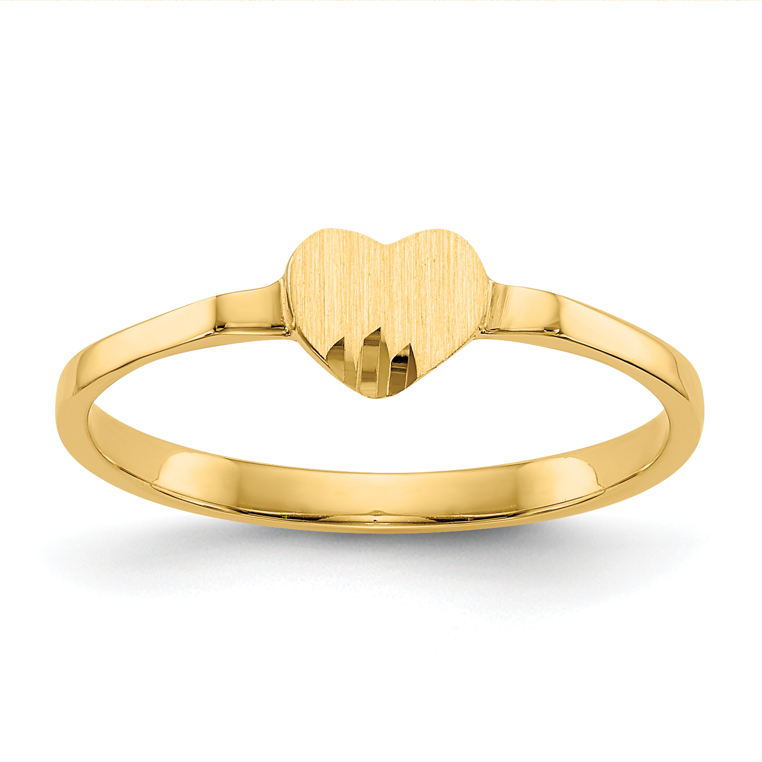 14k Diamond Cut Heart Signet Ring (CH201)
