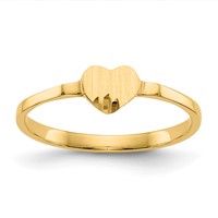 14K Yellow Gold Diamond-cut 5.0x4.75mm Closed Back Heart Signet Ring - Size 4 view 1
