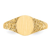 14K 7.0x8.0mm Oval Closed Back Signet Ring view 4