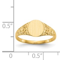 14K 7.0x8.0mm Oval Closed Back Signet Ring view 5