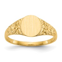 14K 7.0x8.0mm Oval Closed Back Signet Ring view 1
