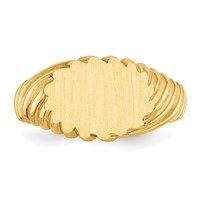 14K Yellow Gold 10.0x 7.5mm Oval Open Back Scalloped Edge Signet Ring view 4