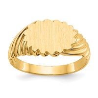 14K Yellow Gold 10.0x 7.5mm Oval Open Back Scalloped Edge Signet Ring view 1