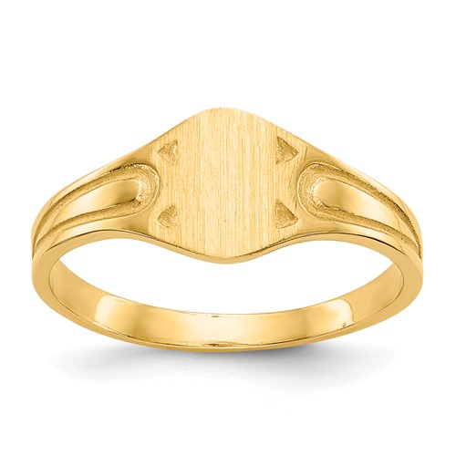 14K Yellow Gold 6.5x 4.0mm Closed Back Signet Ring, Size 4.5