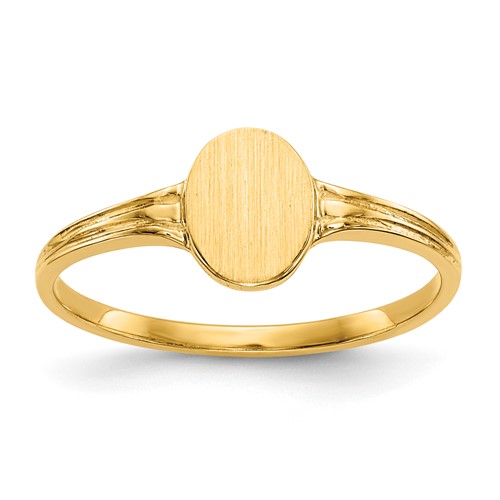 14K Yellow Gold 4.5x 6.0mm Open Back Oval Signet Ring, Size 3