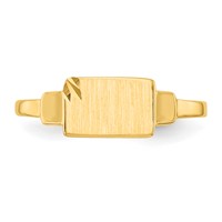 14K Yellow Gold Diamond-cut Satin 7.25x4.5mm Closed Back Rectangular Signet Ring - Size 3 view 5